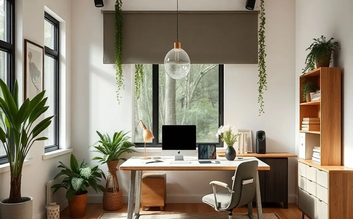 calm office workspace